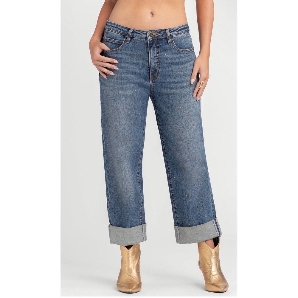 Women wide leg boyfriend jeans size 12